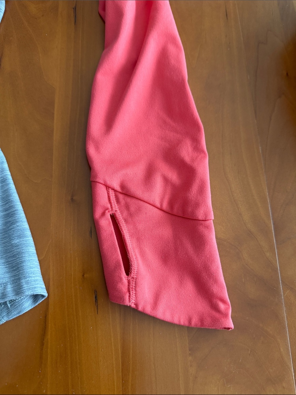 The North Face Heather Gray Raglan Long-Sleeve Tee with Coral Pink Sleeves - Picture 15 of 15